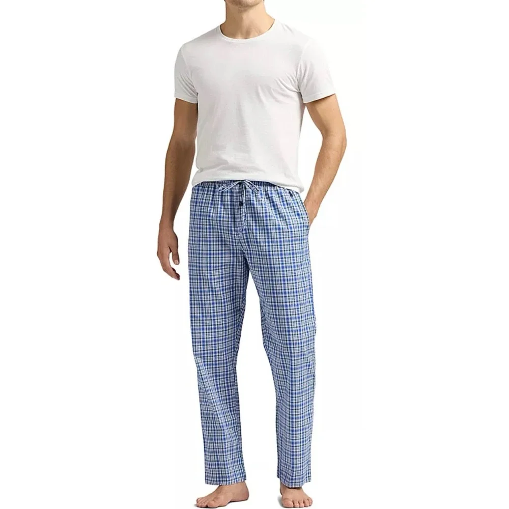 Polo Ralph Lauren Pajama Pants Men's 2XT Lagoon Plaid Navy Woven Cotton NEW